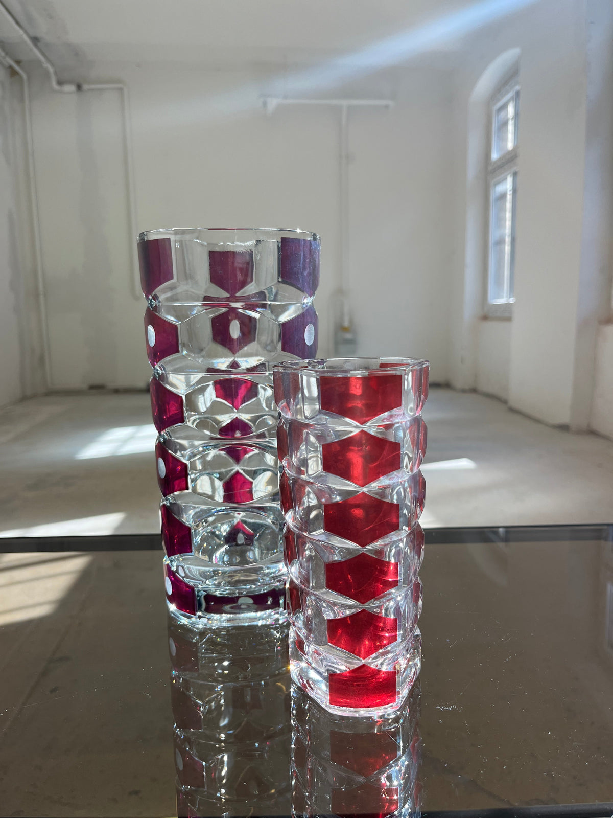 Vintage Vase Windsor Rubis von J.G. Durand für Luminarc, weinrot, Glas