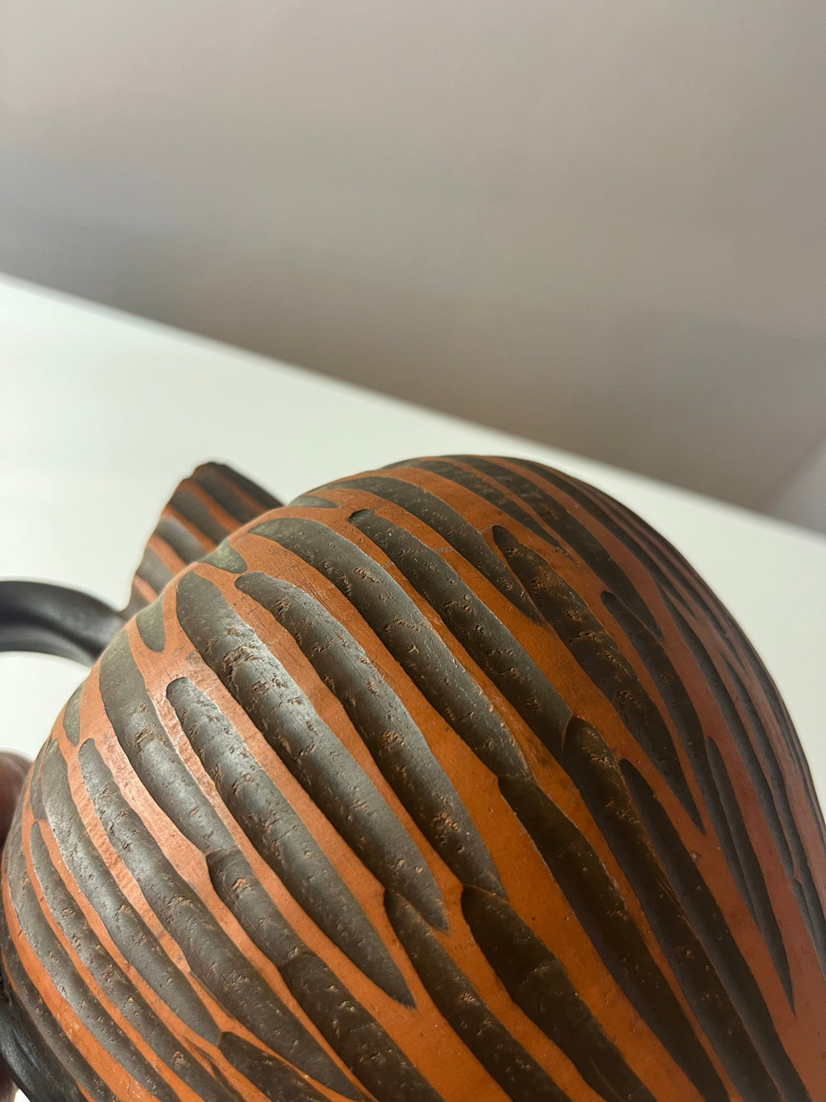 Vintage Vase Rhodos von Eiwa Keramik mit Ritzdekor Handarbeit