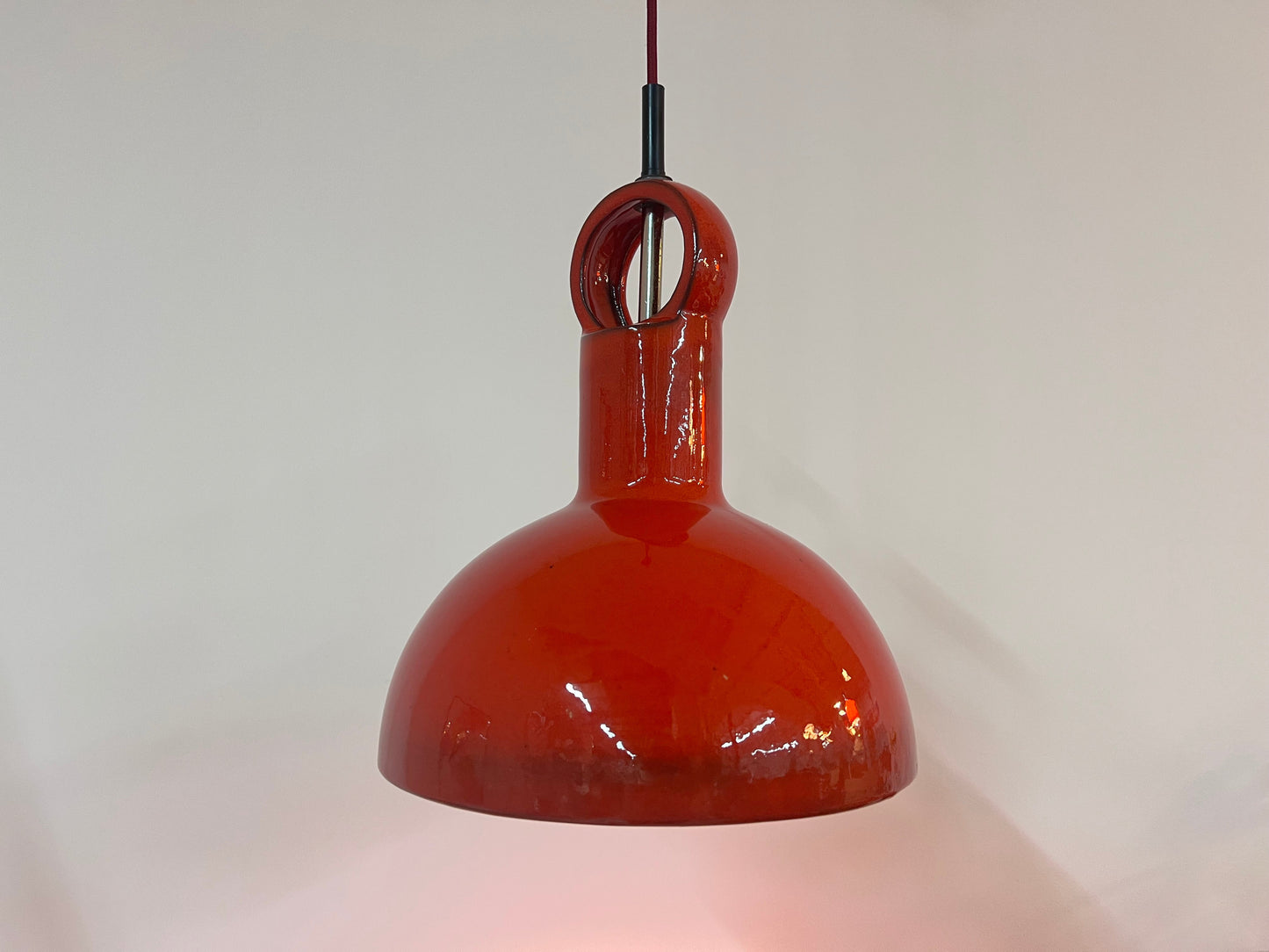 Vintage Hängelampe aus roter Keramik, West Germany, 1970er
