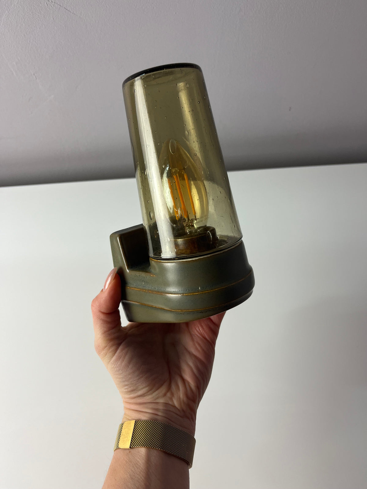 Vintage Wandlampe Modell 6080 Rauchglas von Sigvard Bernadotte für Ifö