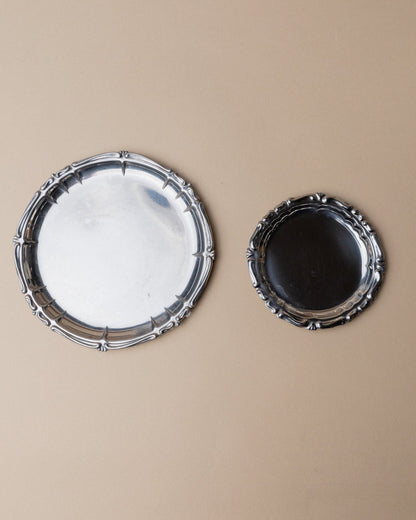 Vintage Untersetzer Edelstahl Italien 1980er zeitloses Design Set von 7