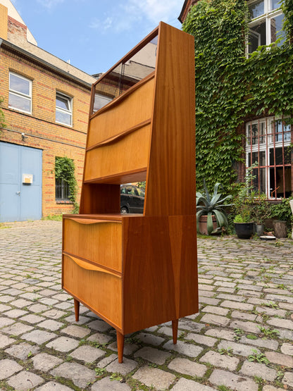Vintage Vitrinenschrank mit Klappfächern von VEB Möbelindustrie Halle