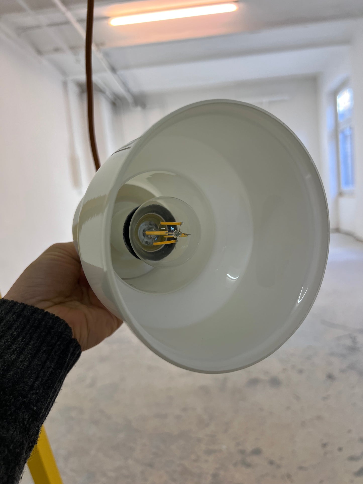 Vintage Hängelampe von Sidse Werner für Holmegaard, weißes Glas