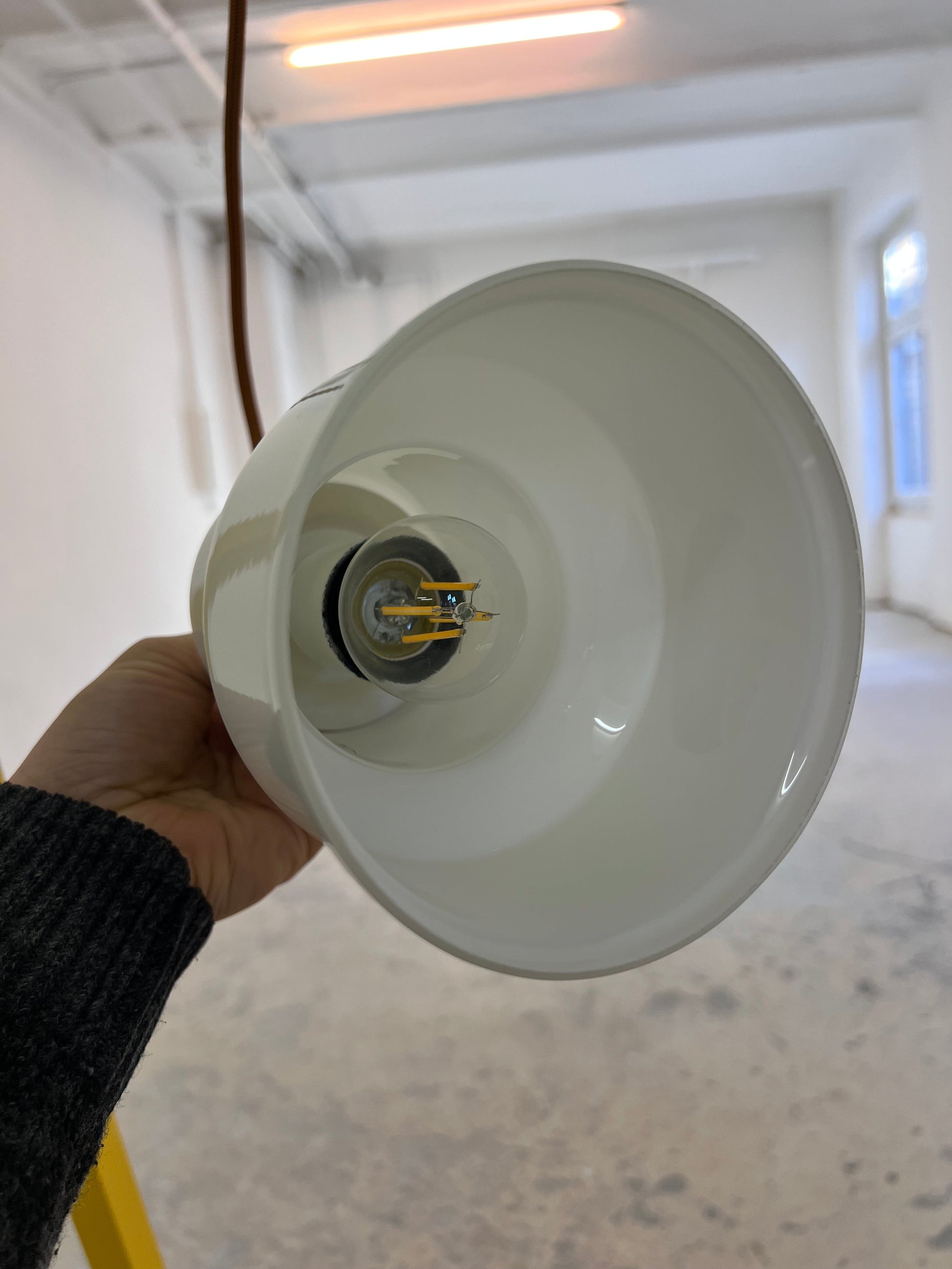Vintage Hängelampe von Sidse Werner für Holmegaard, weißes Glas