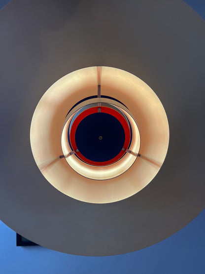 Vintage Pendelleuchte PH5 von Poul Henningsen für Louis Poulsen, weiß, königsblaue Lamelle