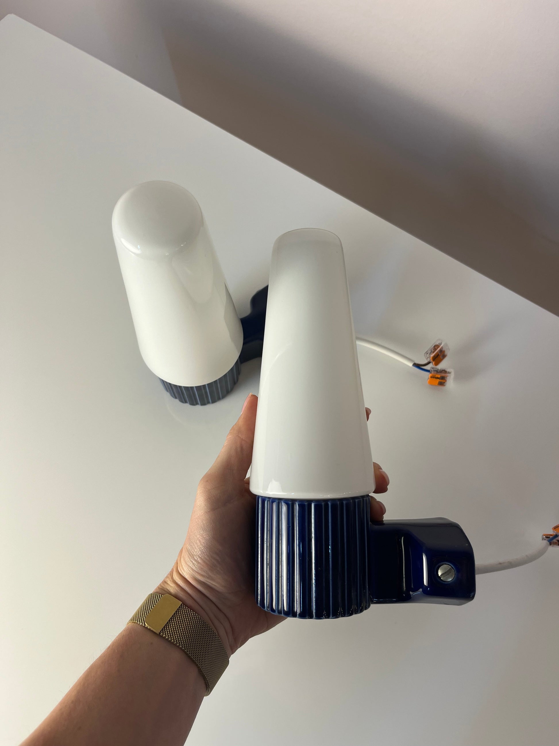 Set von 2 Vintage Wandlampe 6020 von Sigvard Bernadotte für Ifö blau