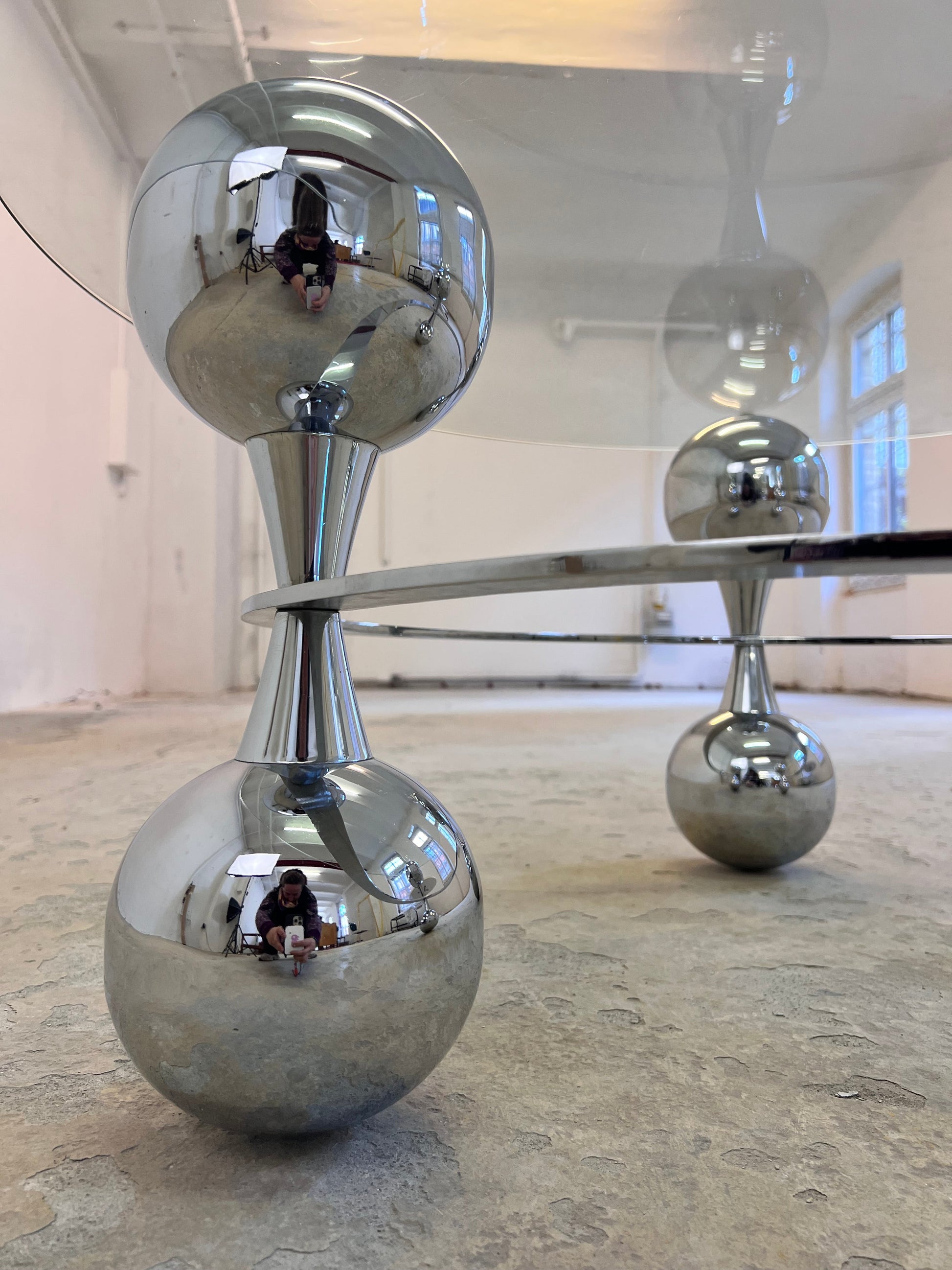 Vintage Couchtisch Chrom und Glas silber Pre-Loved
