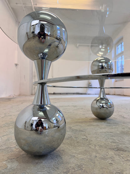 Vintage Couchtisch Chrom und Glas silber Pre-Loved