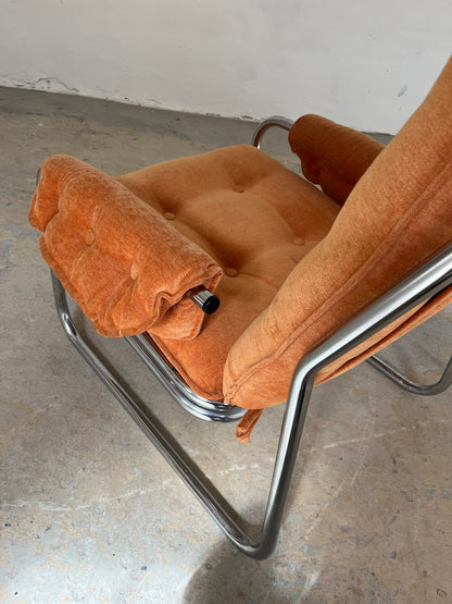 Vintage Sessel Halina von Hellerau orange Chrom