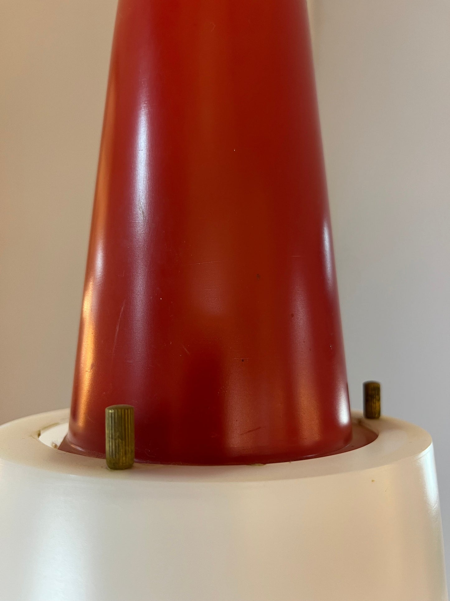 Vintage kitchen lamp red white plastic by Philips Holland