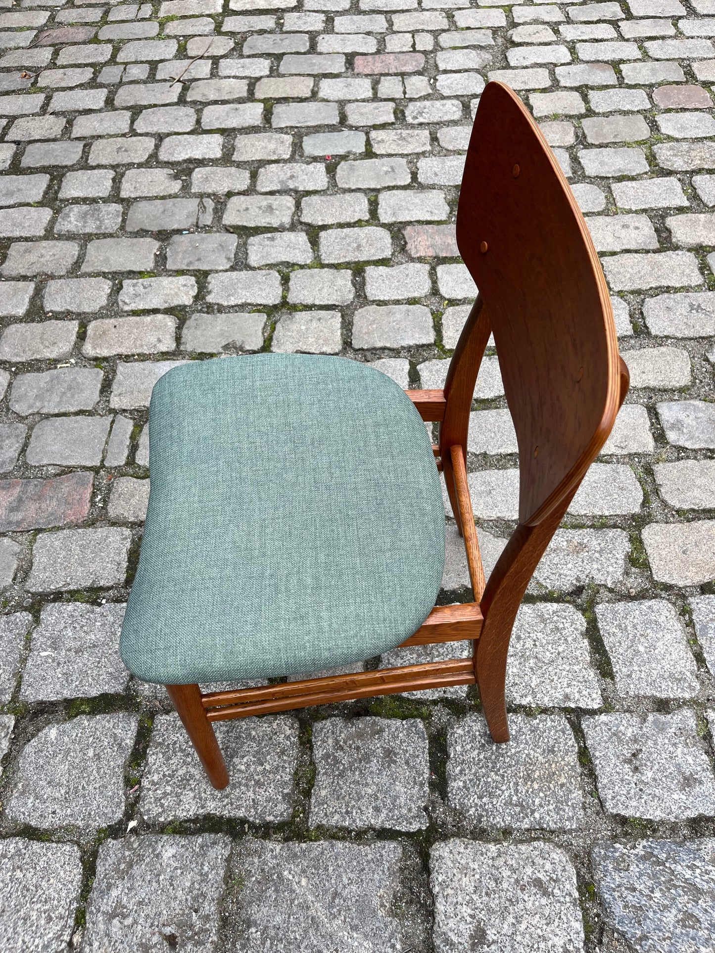 Lot de 2 chaises de salle à manger vintage en teck bleu sarcelle