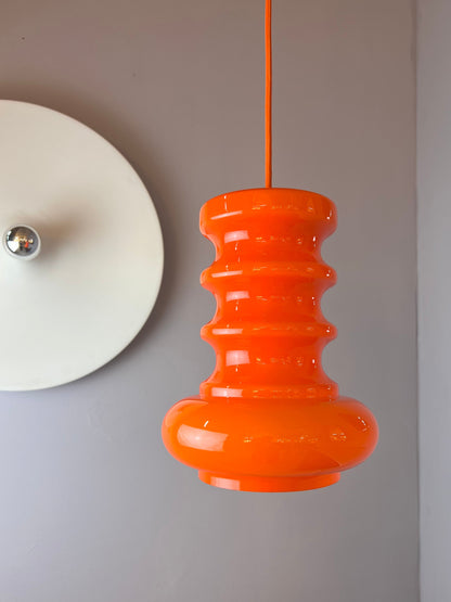 Lampe suspendue vintage en verre orange