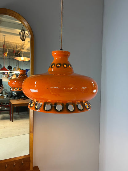 Lampe vintage en céramique orange d'Allemagne de l'Ouest