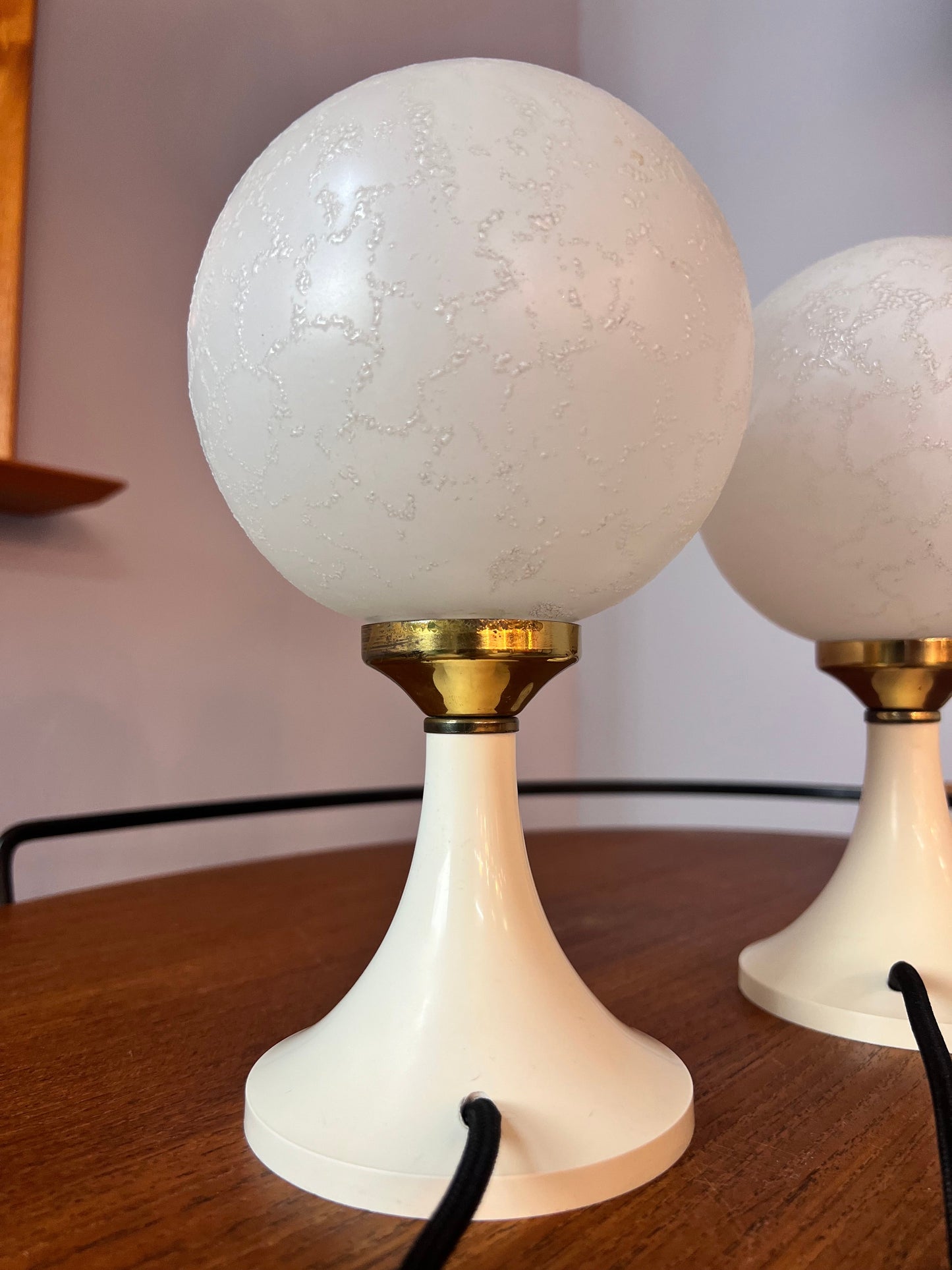 Lampe de chevet vintage avec base tulipe, lot de 2