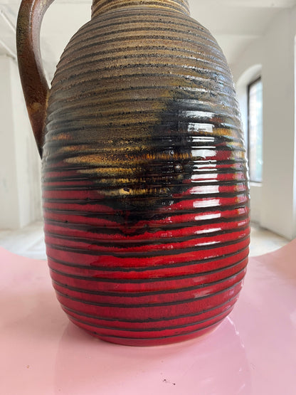 Vintage floor vase 417-42 red brown by Scheurich West Germany