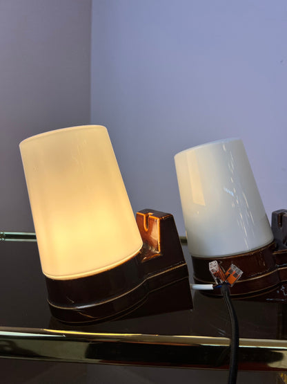 Vintage Wandlampe braun von Sigvard Bernadotte für Ifö Set von 2