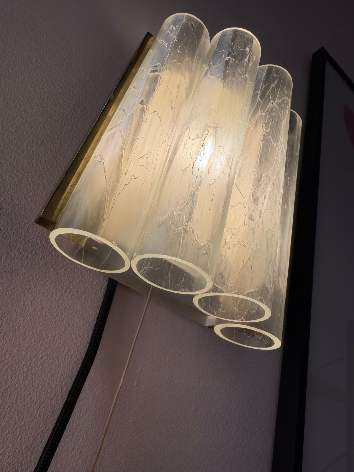 Wandlampe Eisglas Messing von Doria