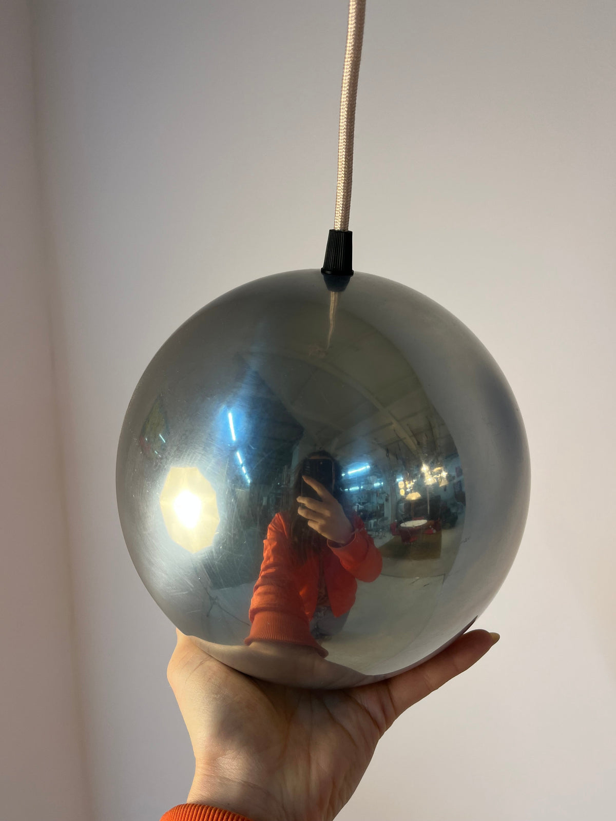 Vintage Pendelleuchte Topan von Verner Panton für &Tradition Chrom