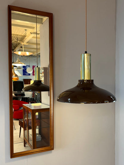 Lampe suspendue vintage en laiton marron du Danemark