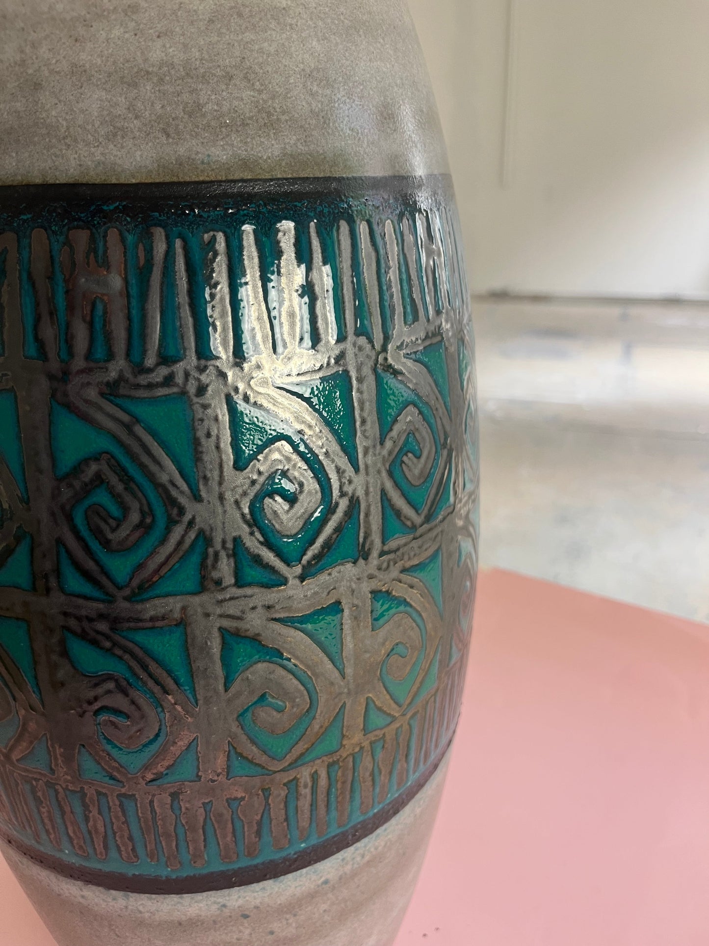 Vintage floor vase 248-50 petrol grey by Scheurich West Germany