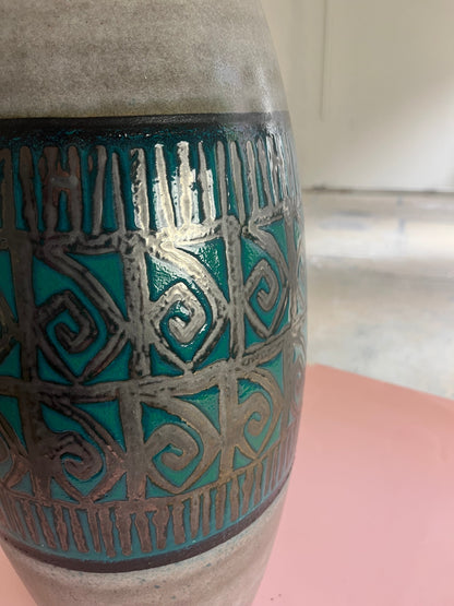 Vintage floor vase 248-50 petrol grey by Scheurich West Germany