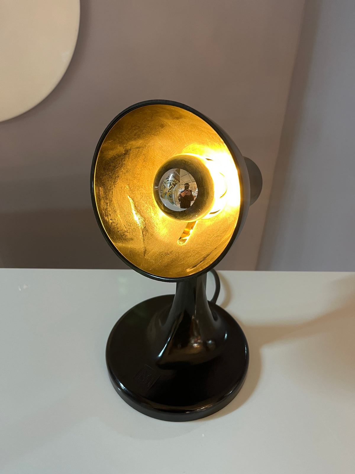 Tischlampe schwarz Bakelit von PGH