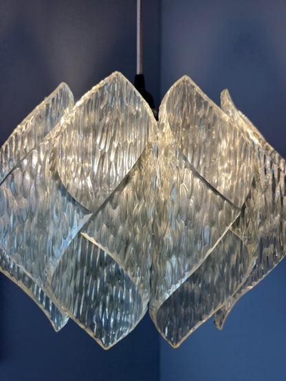 Vintage Hängelampe Lucite Eisglas von Marbach Leuchten