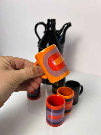Vintage Schnapsdekanter und 6 Becher von Wächtersbach