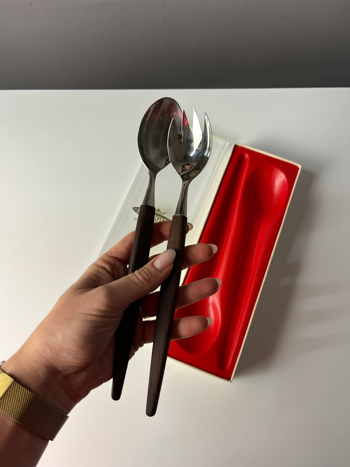 Salatbesteck Teak von Skaugum aus Norwegen