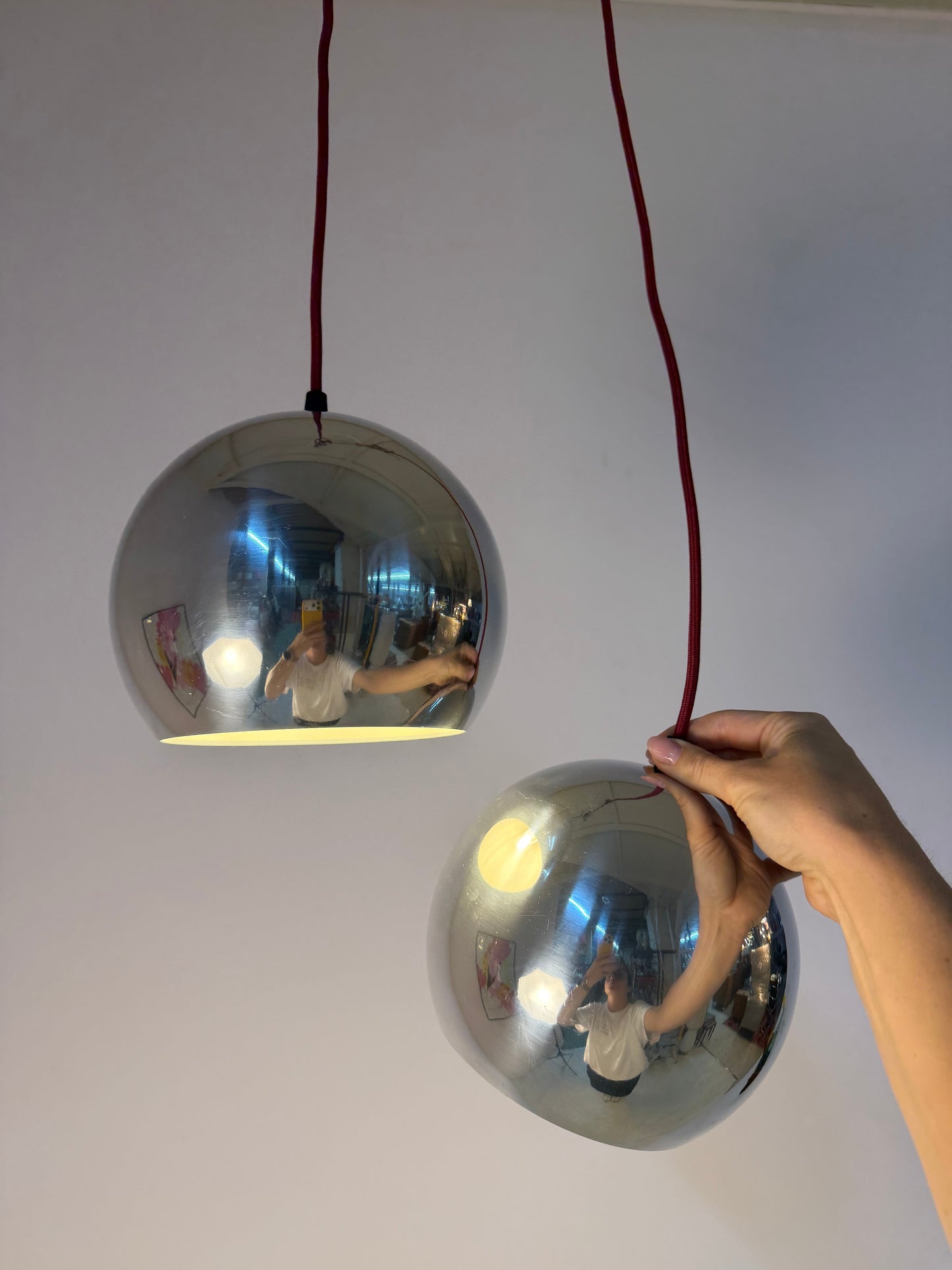Vintage Hängelampe "Topan" von Verner Panton, Chrom