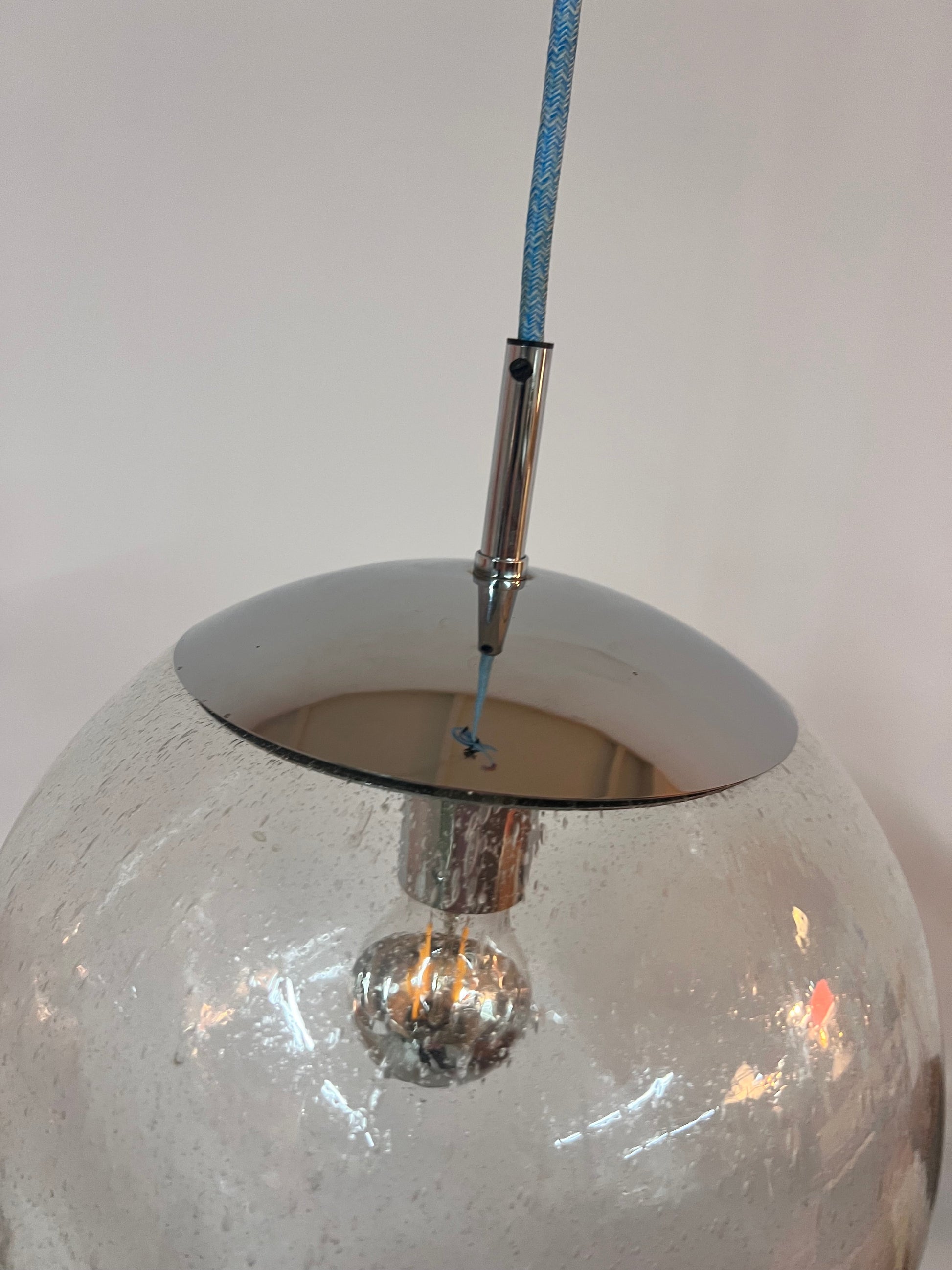 Vintage Pendelleuchte Glaskugel von Hustadt Leuchten
