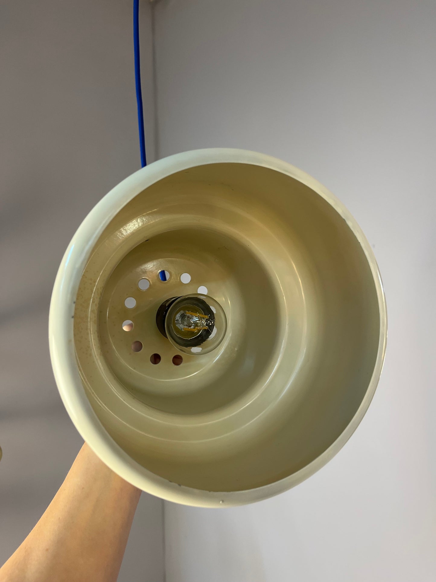 Vintage Hängelampe Poker von Jo Hammerborg für Fog und Mørup cremeweiß