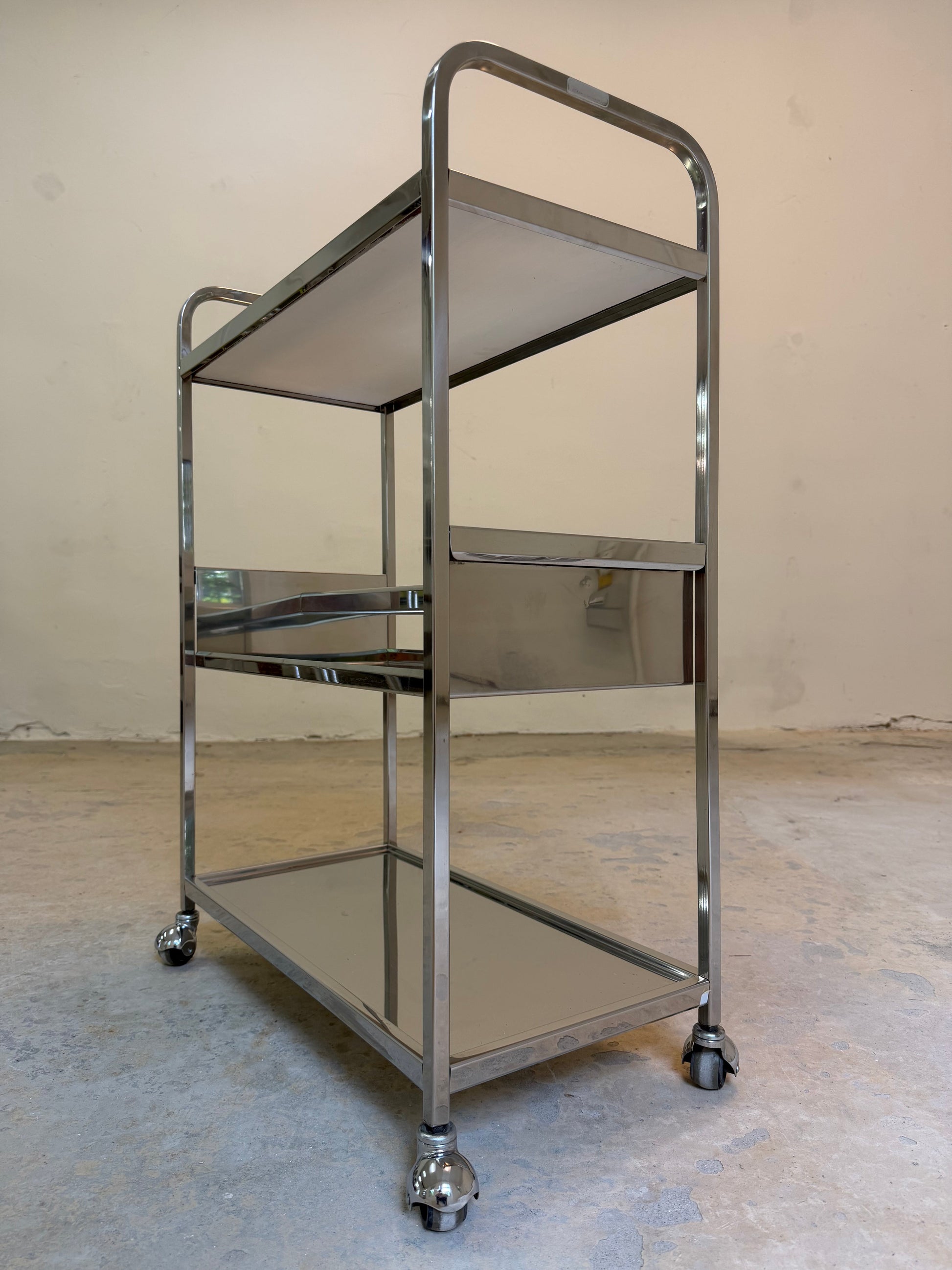 Vintage Barwagen "Modello Brevettato" aus Chromstahl, Italien