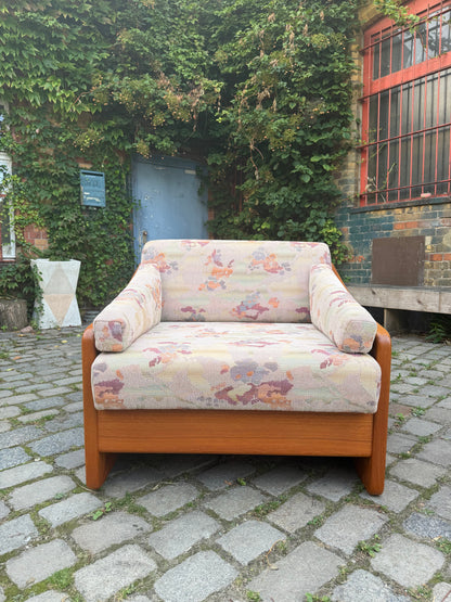 Vintage Schlafsessel Teak und Textilstoff, Dänemark