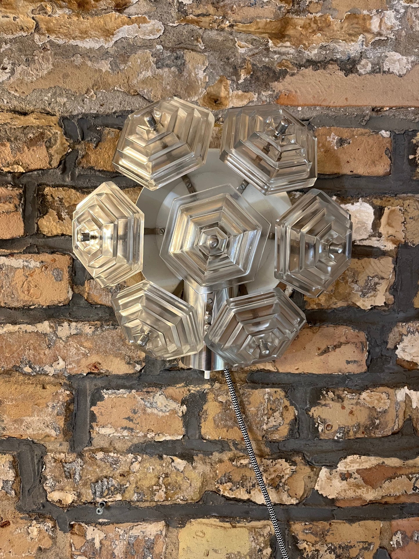 Vintage Wandlampe Eiskristall von VEB Kristallleuchtenbau Ebersbach