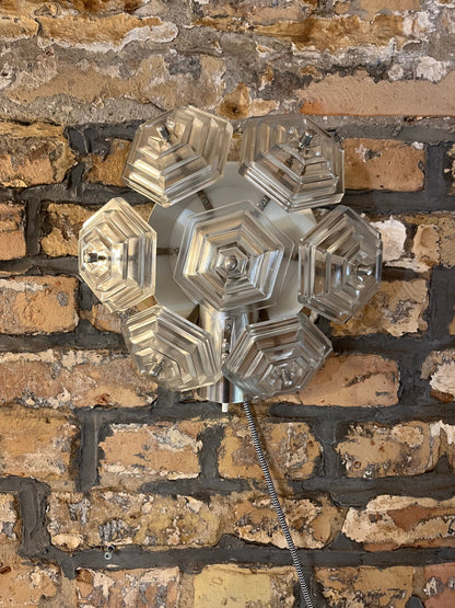 Vintage Wandlampe Eiskristall von VEB Kristallleuchtenbau Ebersbach