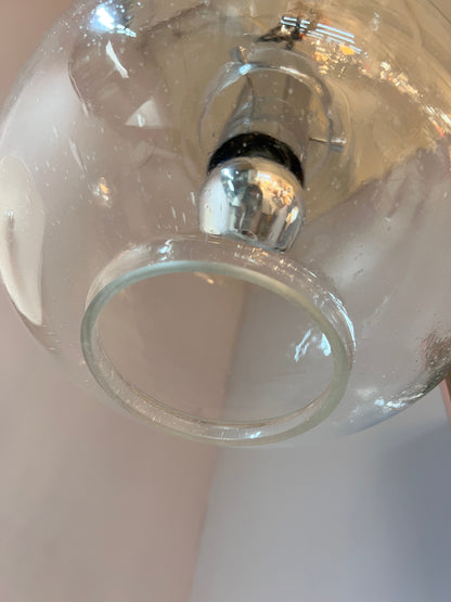 Vintage Hängelampe Glas Chrom von Glashütte Limburg