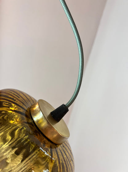 Vintage Hängelampe Kupfer Glas von Raak