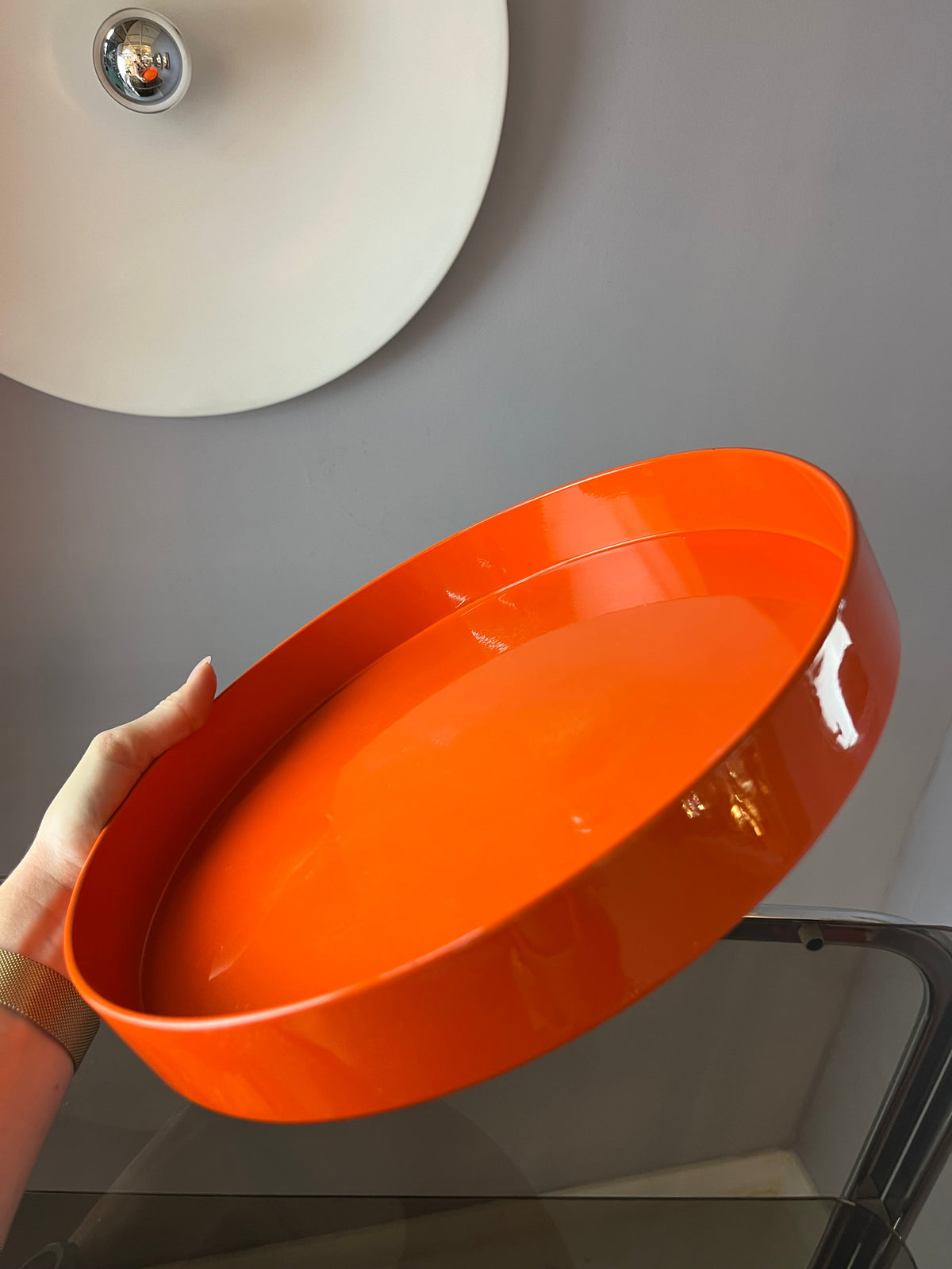 Tablett orange Metall von Boltze Design