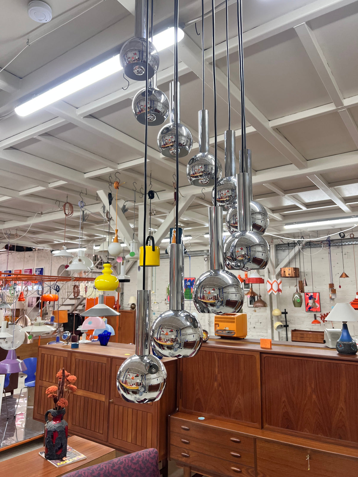 Vintage Kaskadenlampe Chrom von STAFF