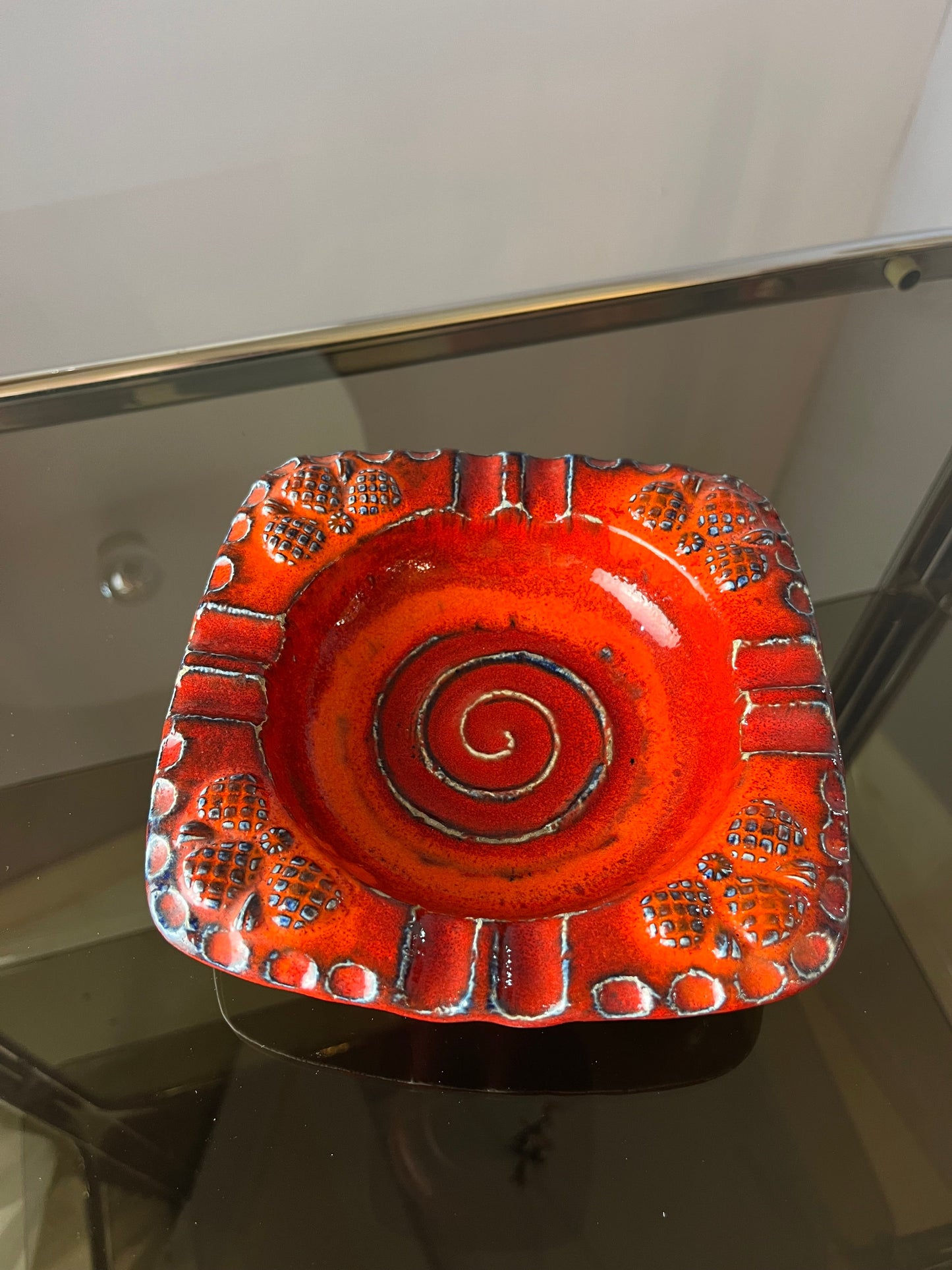 Vintage Aschenbecher Keramik orange von Dümler & Breiden