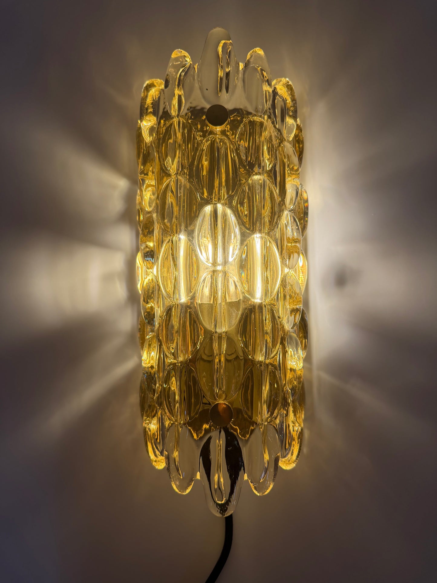 Vintage Wandlampe Glas Messing von Carl Fagerlund für Orrefors