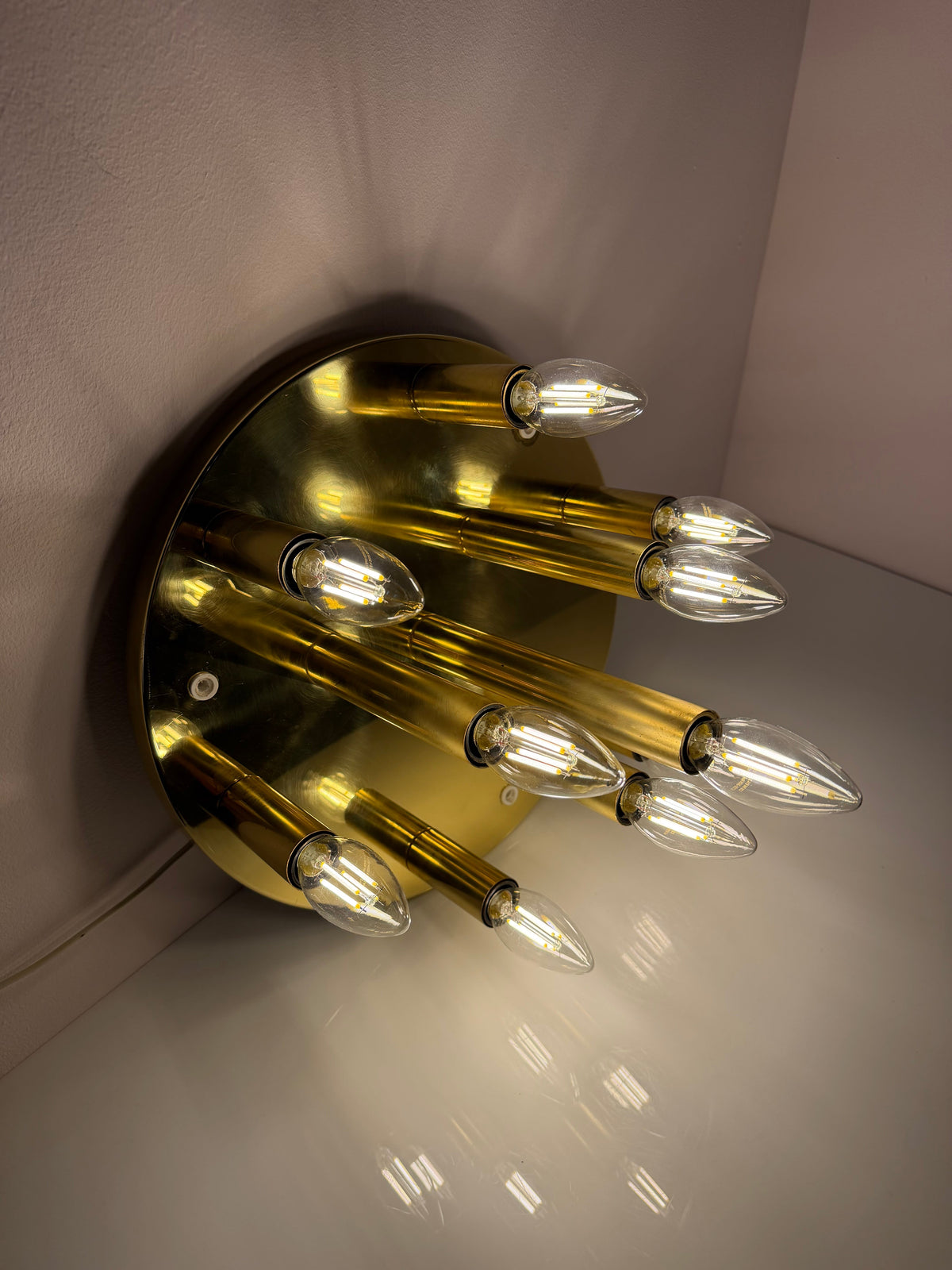 Vintage Wand- und Deckenlampe 10-flammig von Sölken, Gold