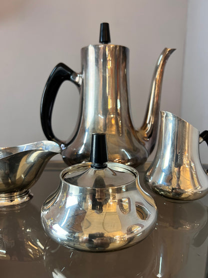 Vintage Kanne Zuckerdose Milchkännchen Sauciere EPNS versilbert von Hans Bunde für COHR Denmark Set