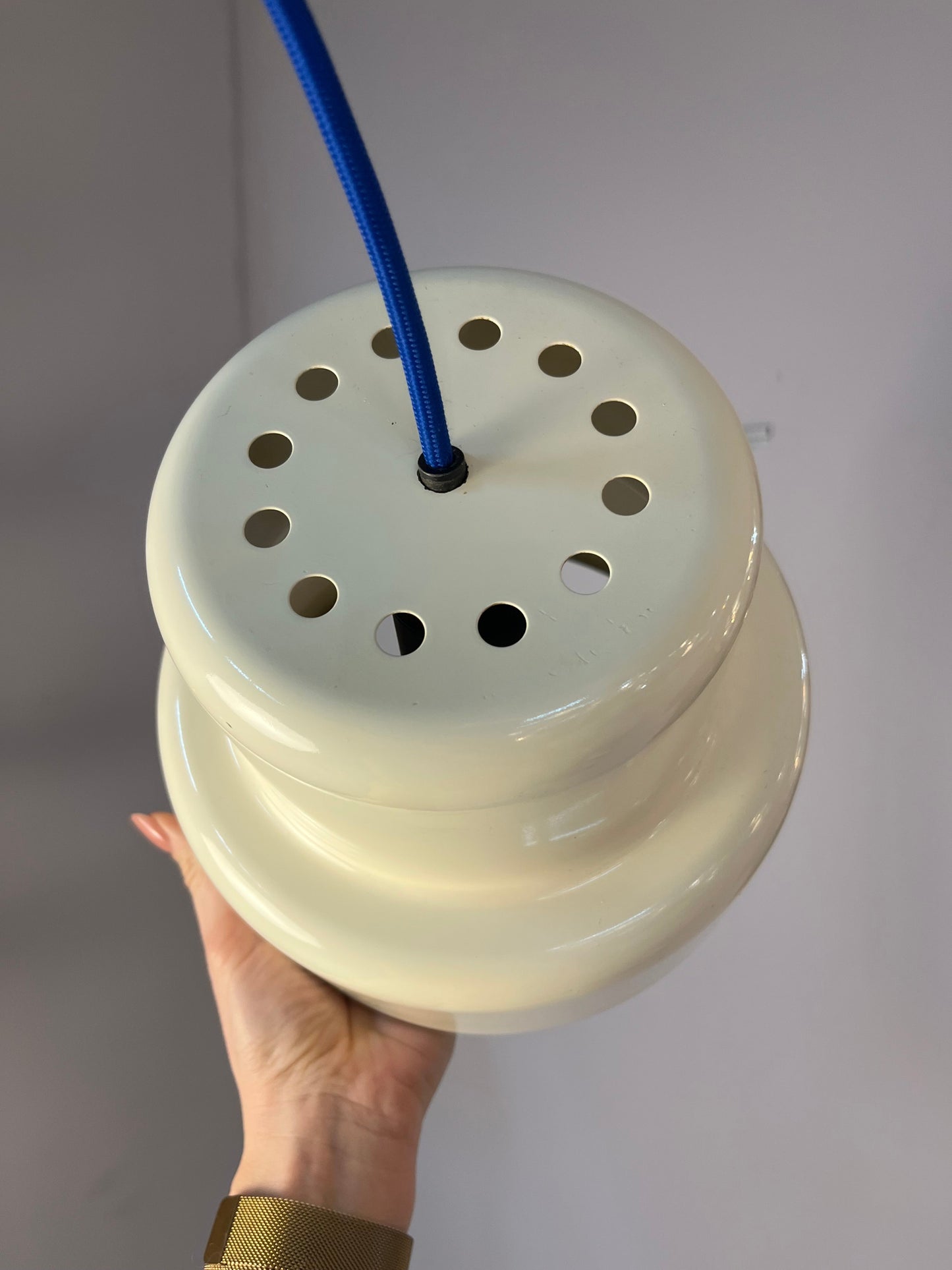 Vintage Hängelampe Poker von Jo Hammerborg für Fog und Mørup cremeweiß