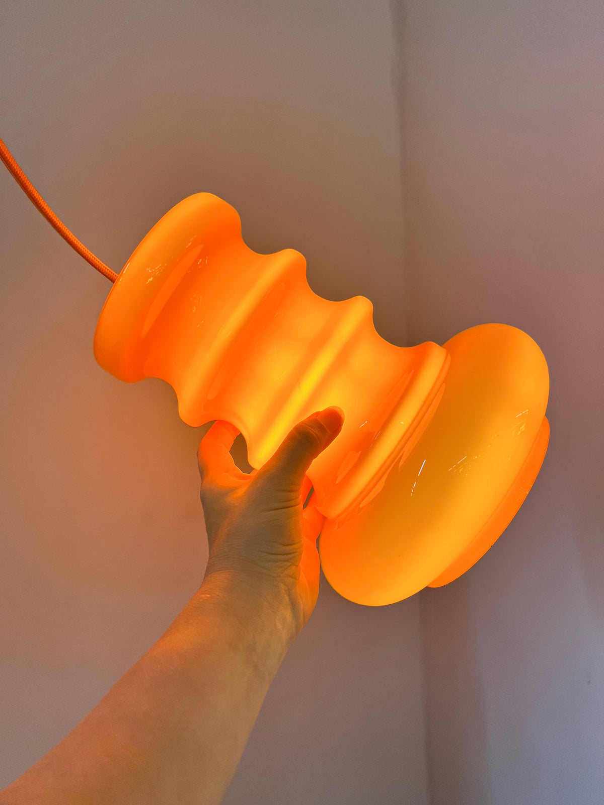 Vintage Hängelampe Glas orange