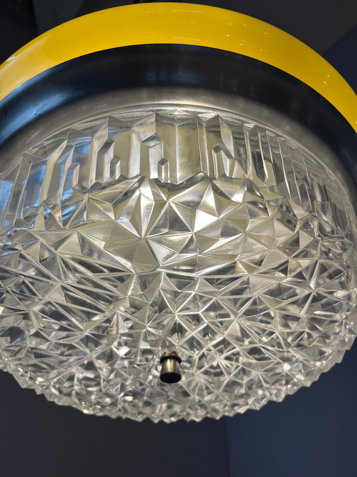 Vintage Hängelampe gelb Glas von Space Age