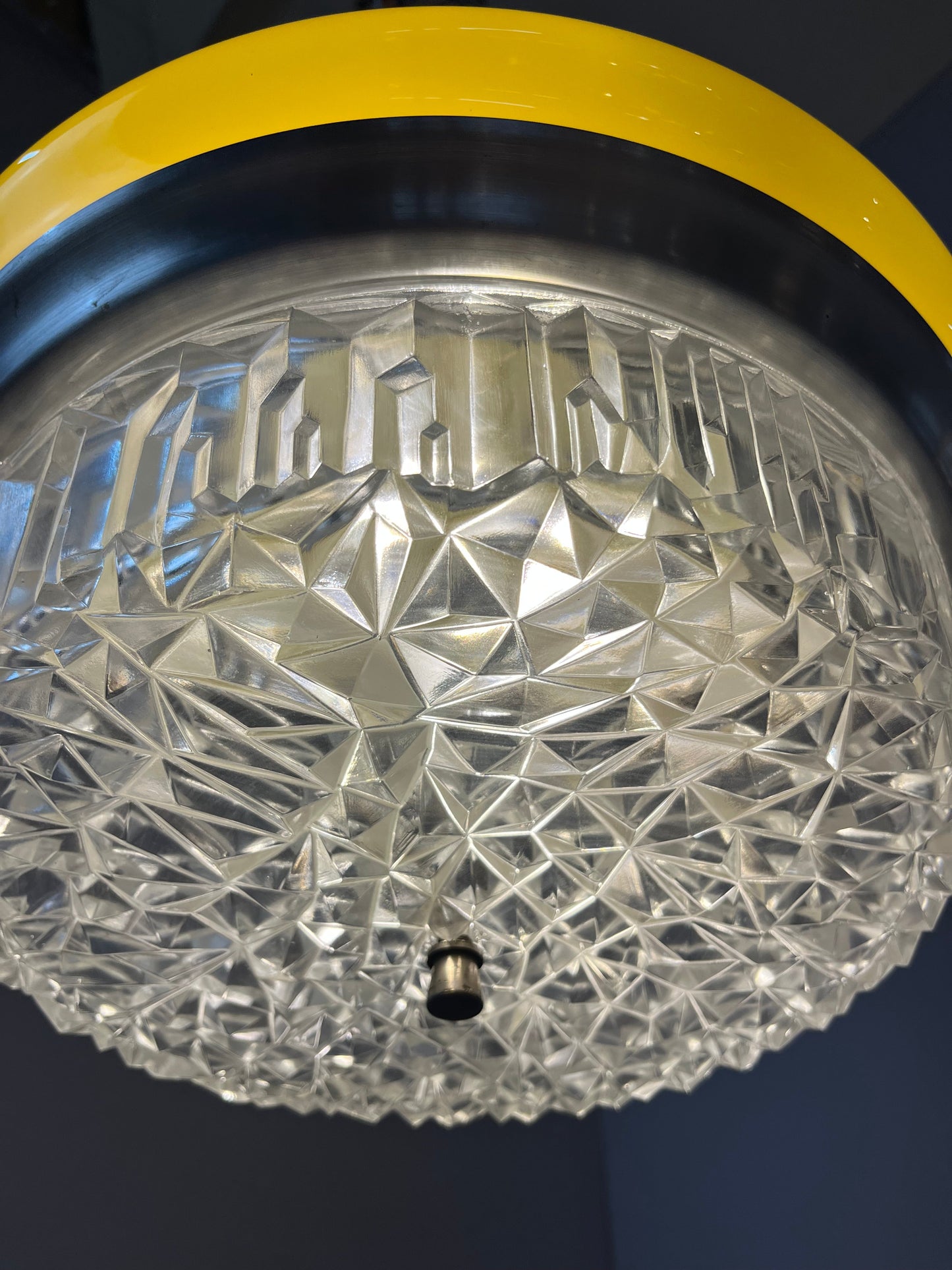 Vintage Hängelampe gelb Glas von Space Age