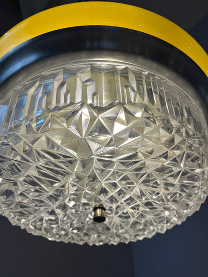 Vintage Hängelampe gelb Glas von Space Age