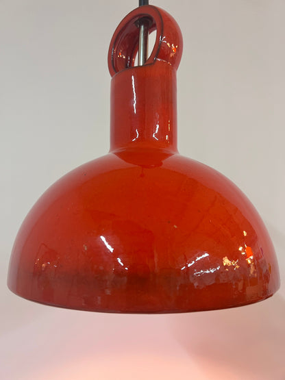 Vintage Hängelampe aus roter Keramik, West Germany, 1970er